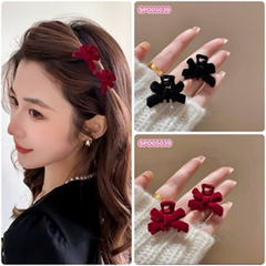Kẹp Nơ Bằng Nhung, Màu Đỏ Rượu Xinh Xắn