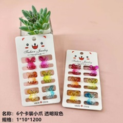 6 kẹp tóc nhỏ hai màu trong suốt, đóng thẻ.