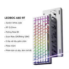 Bàn Phím Gaming HE Leobog A80RT, Pin 8000mAh, RT 0.01mm, Polling Rate 8K, Scan Rate 32K, RGB 16triệu màu