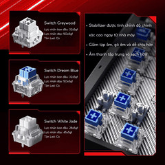 Bàn Phím Gaming HE Leobog A80RT, Pin 8000mAh, RT 0.01mm, Polling Rate 8K, Scan Rate 32K, RGB 16triệu màu