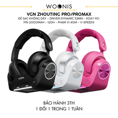 Tai Nghe Gaming Không Dây Đế Sạc VGN ZHOUTING PRO/PROMAX Driver dynamic 53mm, Xoay 90°, PIN 2000MAH, 120H Phạm vi 40m, V-SpeedX