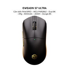 Chuột Gaming Không Dây Eweadn S7 Series, PAW 3950, PAR2862, Polling rate 8K, Pin 800mAh, Lớp phủ Nano Ice Skin