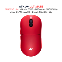 Chuột Gaming ATK A9 Ultramax - Ultimate – Chuột Không Dây Nhẹ 53g, Cảm Biến PAW3950 Ultra, Polling Rate 8000Hz - Hiệu Suất Đỉnh Cao Cho Game Thủ