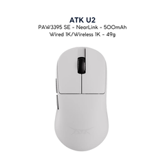 Chuột Gaming ATK U2 – Chuột Không Dây Nhẹ 44g, Cảm Biến PAW3950 Ultra, Polling Rate 8000Hz - Hiệu Suất Đỉnh Cao Cho Game Thủ