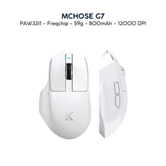 Chuột Không Dây Công Thái Học MCHOSE G7 – Văn Phòng & Gaming, Cảm Biến PAW3395, 1K Polling Rate , Pin Trâu 800mAh