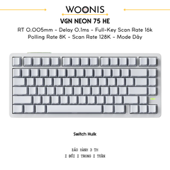 VGN Neon 75 | Bàn Phím Phím Từ Tính Chuyên Game Pin 8000mAh, 8K Hz, Độ Trễ 0.1ms, Scan Rate 256K, Accuracy 0.005mm, RGB 16.8 Triệu Màu