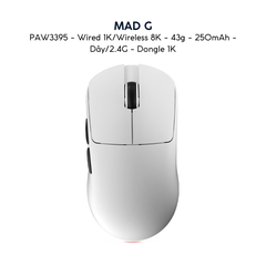 Chuột Gaming MADLIONS MAD G PRO - Siêu Nhẹ, Cảm Biến PAW3395, Kết Nối Không Dây