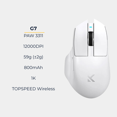 Chuột Không Dây Công Thái Học MCHOSE G7 – Văn Phòng & Gaming, Cảm Biến PAW3395, 1K Polling Rate , Pin Trâu 800mAh