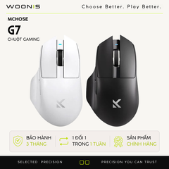 Chuột Không Dây Công Thái Học MCHOSE G7 – Văn Phòng & Gaming, Cảm Biến PAW3395, 1K Polling Rate , Pin Trâu 800mAh