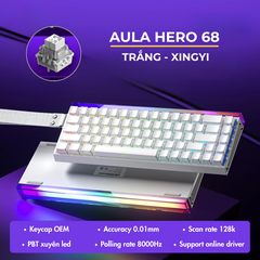 Aula Hero 68 | Bàn Phím Gaming HE Polling rate 8K Hz, Scan rate 128K, Độ Trễ 0.1ms, Hộp Đèn Neon RGB