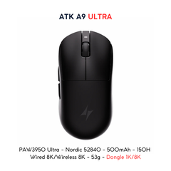 VGN ATK A9 - Chuột Không Dây Nhẹ 53g, Cảm Biến PAW3950 Ultra, Polling Rate 8000Hz - Hiệu Suất Đỉnh Cao Cho Game Thủ