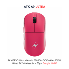 VGN ATK A9 - Chuột Không Dây Nhẹ 53g, Cảm Biến PAW3950 Ultra, Polling Rate 8000Hz - Hiệu Suất Đỉnh Cao Cho Game Thủ