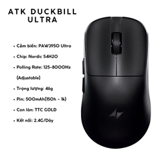 Chuột Gaming Không Dây ATK Duckbill Ultra PAW3950 Ultra, Nordic 54H20, 8000Hz