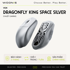 Chuột Gaming Không Dây VGN Dragonfly King Space Silver Hợp kim Magie Siêu nhẹ 54g, Cảm biến PAW3950, Chip Star Flash, Pin 500mAh