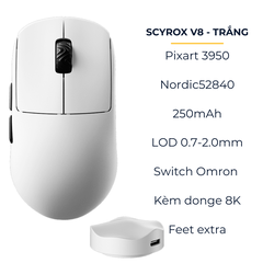 Chuột Gaming Không Dây Scyrox V8 – 8000Hz, 30K DPI, Siêu Nhẹ 40g