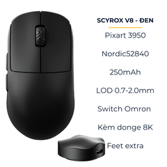 Chuột Gaming Không Dây Scyrox V8 – 8000Hz, 30K DPI, Siêu Nhẹ 40g