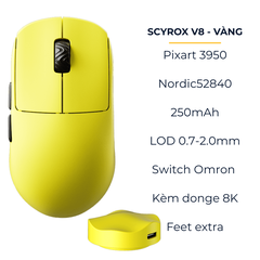 Chuột Gaming Không Dây Scyrox V8 – 8000Hz, 30K DPI, Siêu Nhẹ 40g