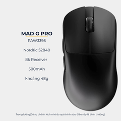 Chuột Gaming MADLIONS MAD G PRO - Siêu Nhẹ, Cảm Biến PAW3395, Kết Nối Không Dây