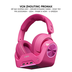 Tai Nghe Gaming Không Dây Đế Sạc VGN ZHOUTING PRO/PROMAX Driver dynamic 53mm, Xoay 90°, PIN 2000MAH, 120H Phạm vi 40m, V-SpeedX