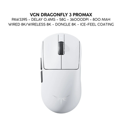 Chuột Gaming Không Dây VGN Dragonfly 3 Series, PAW3395 Extreme, Nordic 54L15, Delay 0.175ms, 56g, Lớp Phủ Ice-Feel Coating, Pin 500mAh