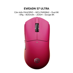 Chuột Gaming Không Dây Eweadn S7 Series, PAW 3950, PAR2862, Polling rate 8K, Pin 800mAh, Lớp phủ Nano Ice Skin