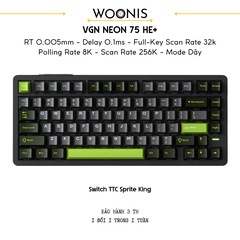 VGN Neon 75 | Bàn Phím Phím Từ Tính Chuyên Game Pin 8000mAh, 8K Hz, Độ Trễ 0.1ms, Scan Rate 256K, Accuracy 0.005mm, RGB 16.8 Triệu Màu