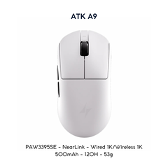 VGN ATK A9 - Chuột Không Dây Nhẹ 53g, Cảm Biến PAW3950 Ultra, Polling Rate 8000Hz - Hiệu Suất Đỉnh Cao Cho Game Thủ