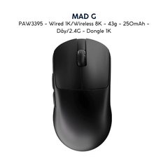 Chuột Gaming MADLIONS MAD G PRO - Siêu Nhẹ, Cảm Biến PAW3395, Kết Nối Không Dây