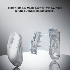 Chuột Gaming Không Dây VGN Dragonfly King Space Silver Hợp kim Magie Siêu nhẹ 54g, Cảm biến PAW3950, Chip Star Flash, Pin 500mAh