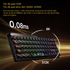 BÀN PHÍM GAMING HE MAD TITAN68 TURBO, Polling Rate 8K, Độ Chính Xác 0.001mm, Scan Rate 512K, Độ Trễ 0.08ms, RGB 16.8 triệu màu, Tốc độ quét phím đơn WASD 4096K
