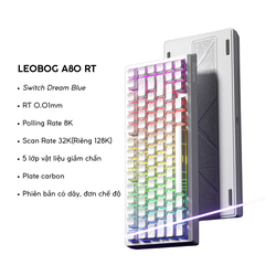 Bàn Phím Gaming HE Leobog A80RT, Pin 8000mAh, RT 0.01mm, Polling Rate 8K, Scan Rate 32K, RGB 16triệu màu