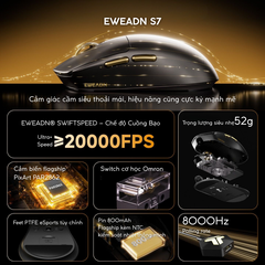 Chuột Gaming Không Dây Eweadn S7 Series, PAW 3950, PAR2862, Polling rate 8K, Pin 800mAh, Lớp phủ Nano Ice Skin