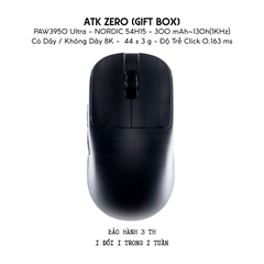 Chuột Gaming Không Dây ATK ZERO Series, Nordic 54H20, PAW 3950 Ultra, Delay 0.163ms, 800mAh, 39g±3g, Dongle GEM 8K