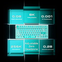 BÀN PHÍM GAMING HE ATK RS7 AIR, Polling Rate 8K, Độ Chính Xác 0.001mm, Scan Rate 256K, Độ Trễ 0.08ms, RGB 16.8 triệu màu