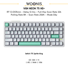 VGN Neon 75 | Bàn Phím Phím Từ Tính Chuyên Game Pin 8000mAh, 8K Hz, Độ Trễ 0.1ms, Scan Rate 256K, Accuracy 0.005mm, RGB 16.8 Triệu Màu