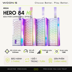 Aula Hero 84 | Bàn Phím Gaming HE Polling rate 8K Hz, Scan rate 128K, Độ Trễ 0.1ms, Hộp Đèn Neon RGB