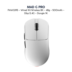 Chuột Gaming MADLIONS MAD G PRO - Siêu Nhẹ, Cảm Biến PAW3395, Kết Nối Không Dây