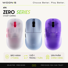 Chuột Gaming Không Dây ATK ZERO Series, Nordic 54H20, PAW 3950 Ultra, Delay 0.163ms, 800mAh, 39g±3g, Dongle GEM 8K