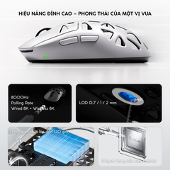 Chuột Gaming Không Dây MCHOSE A7X ULTRA PAW 3950 TI - Realtek Chipset - 500mAh - 53g ICEFLOW Glacier Coating - Wired 8K + Wireless 8K