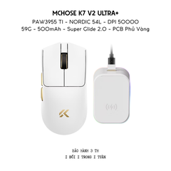 Chuột Gaming Không Dây MCHOSE K7 V2 Ultra+ PAW3955 TI 8K | Siêu Nhẹ 59g | Dock Sạc RGB RGB
