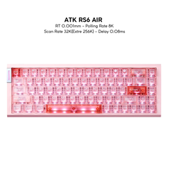 BÀN PHÍM GAMING HE ATK RS6 AIR, Polling Rate 8K, Độ Chính Xác 0.001mm, Scan Rate 256K, Độ Trễ 0.08ms, RGB 16.8 triệu màu