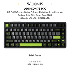 VGN Neon 75 | Bàn Phím Phím Từ Tính Chuyên Game Pin 8000mAh, 8K Hz, Độ Trễ 0.1ms, Scan Rate 256K, Accuracy 0.005mm, RGB 16.8 Triệu Màu