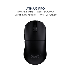 Chuột Gaming ATK U2 – Chuột Không Dây Nhẹ 44g, Cảm Biến PAW3950 Ultra, Polling Rate 8000Hz - Hiệu Suất Đỉnh Cao Cho Game Thủ