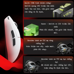 Chuột Gaming Không Dây VGN Dragonfly 3 Series, PAW3395 Extreme, Nordic 54L15, Delay 0.175ms, 56g, Lớp Phủ Ice-Feel Coating, Pin 500mAh