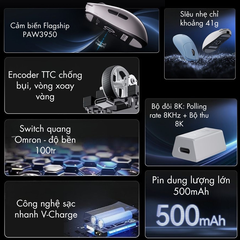 Chuột Gaming Không Dây Siêu Nhẹ VGN Feilong Y2 Pro – Cảm biến PAW3950, Switch Quang học Omron, Receiver 8K