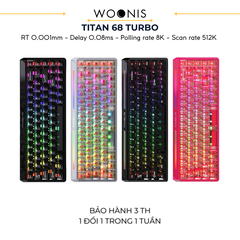 BÀN PHÍM GAMING HE MAD TITAN68 TURBO, Polling Rate 8K, Độ Chính Xác 0.001mm, Scan Rate 512K, Độ Trễ 0.08ms, RGB 16.8 triệu màu, Tốc độ quét phím đơn WASD 4096K