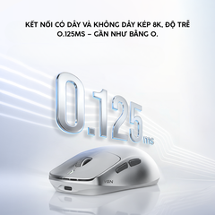 Chuột Gaming Không Dây VGN Dragonfly King Space Silver Hợp kim Magie Siêu nhẹ 54g, Cảm biến PAW3950, Chip Star Flash, Pin 500mAh
