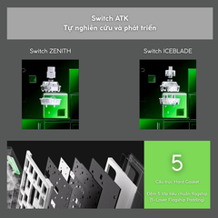 BÀN PHÍM GAMING HE ATK RS6 AIR, Polling Rate 8K, Độ Chính Xác 0.001mm, Scan Rate 256K, Độ Trễ 0.08ms, RGB 16.8 triệu màu