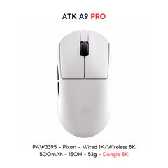 VGN ATK A9 - Chuột Không Dây Nhẹ 53g, Cảm Biến PAW3950 Ultra, Polling Rate 8000Hz - Hiệu Suất Đỉnh Cao Cho Game Thủ