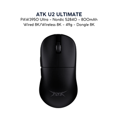 Chuột Gaming ATK U2 – Chuột Không Dây Nhẹ 44g, Cảm Biến PAW3950 Ultra, Polling Rate 8000Hz - Hiệu Suất Đỉnh Cao Cho Game Thủ